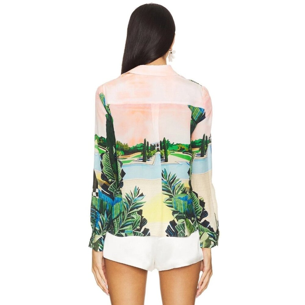 Alice + Olivia Willa Palm Beach Silk Blouse Medium NWT $350 - Picture 7 of 13